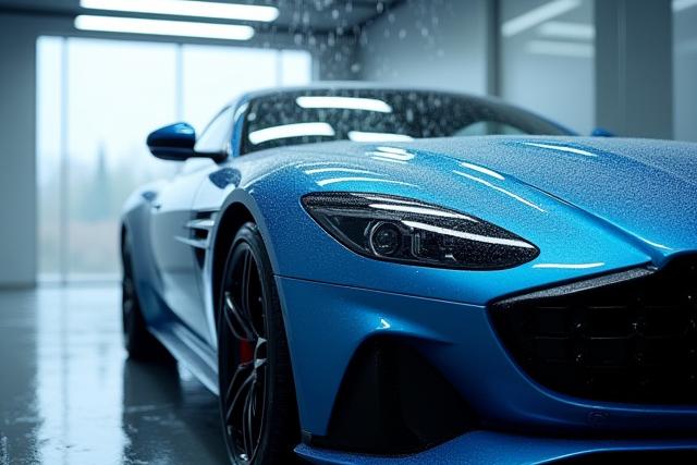 Autómosás gyakorisága: Ragyogó autó frissen mosva egy modern autómosóban.
