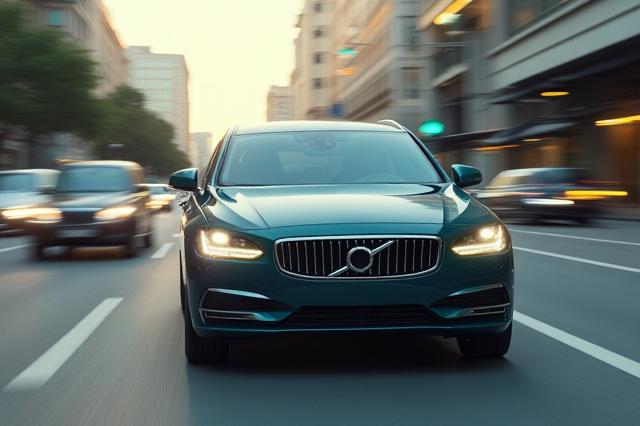 Autó a forgalomban, városi környezetben, utazás közben