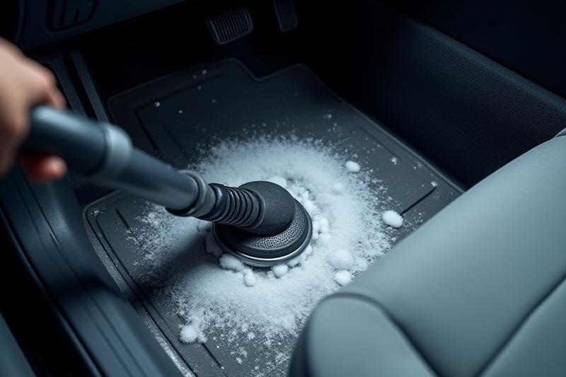 Autó belső tisztítása télen, gumiszőnyeg tisztítása