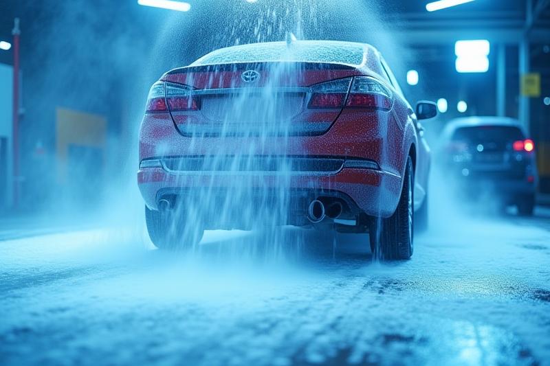 Téli autómosás gőzölővel egy profi autókozmetikában