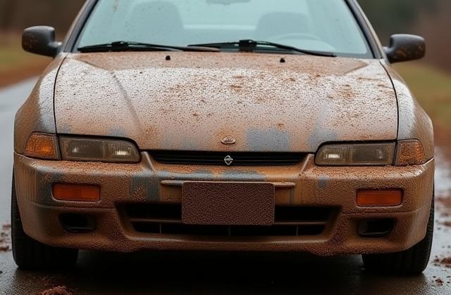 Sáros, koszos autó külső tisztítás előtt