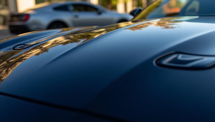 Extrém fényes, fekete autó felületi tükröződéssel a kerámia bevonat után