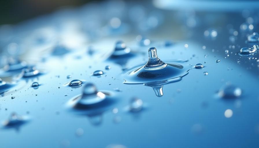 Víztaszító hatású autófelület, ahol a vízcseppek gyöngyszerűen gurulnak le